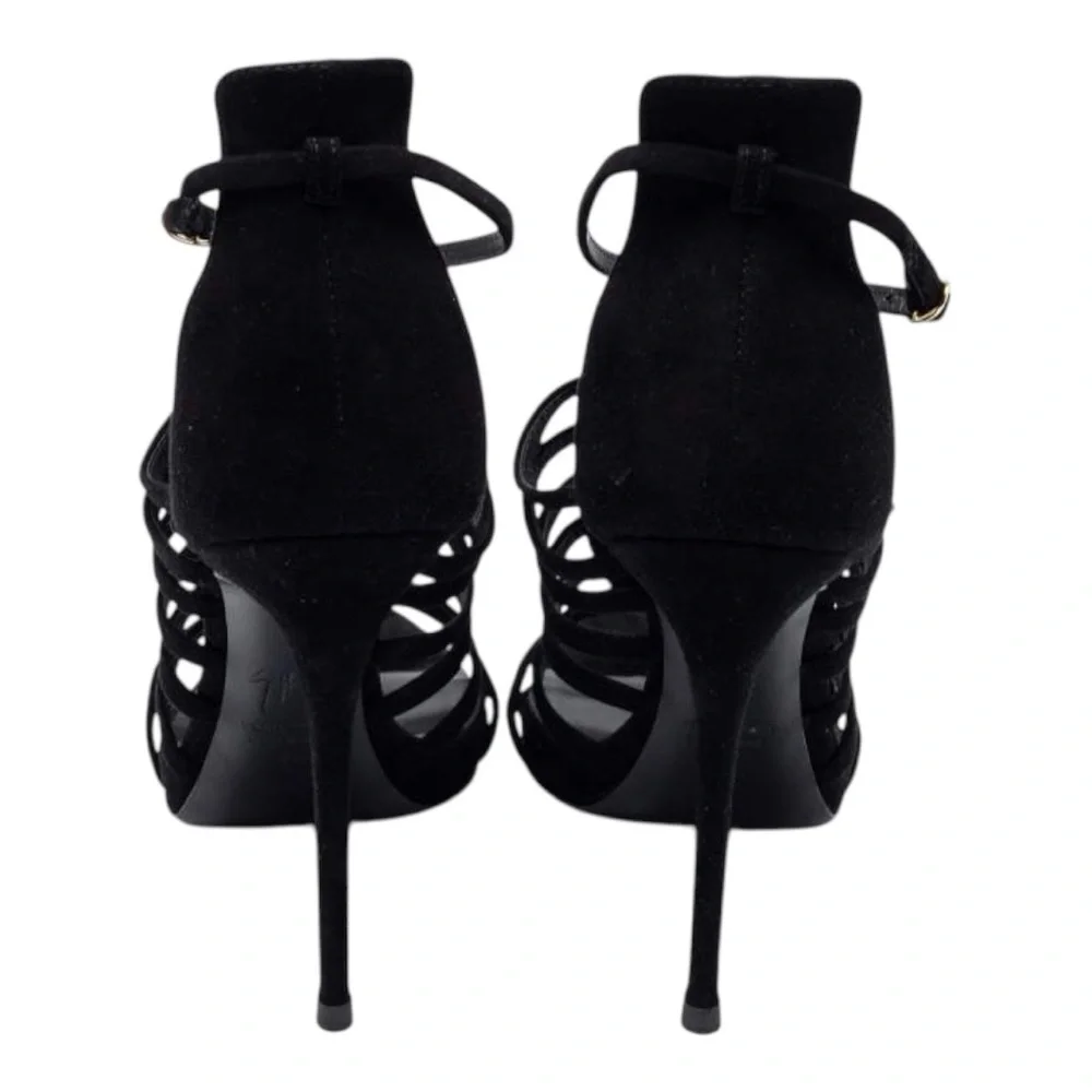 🍸GIUSEPPE ZANOTTI🍸Sexy Black Crystal Embellished T-Bar Sandal Heel - Picture 6 of 12